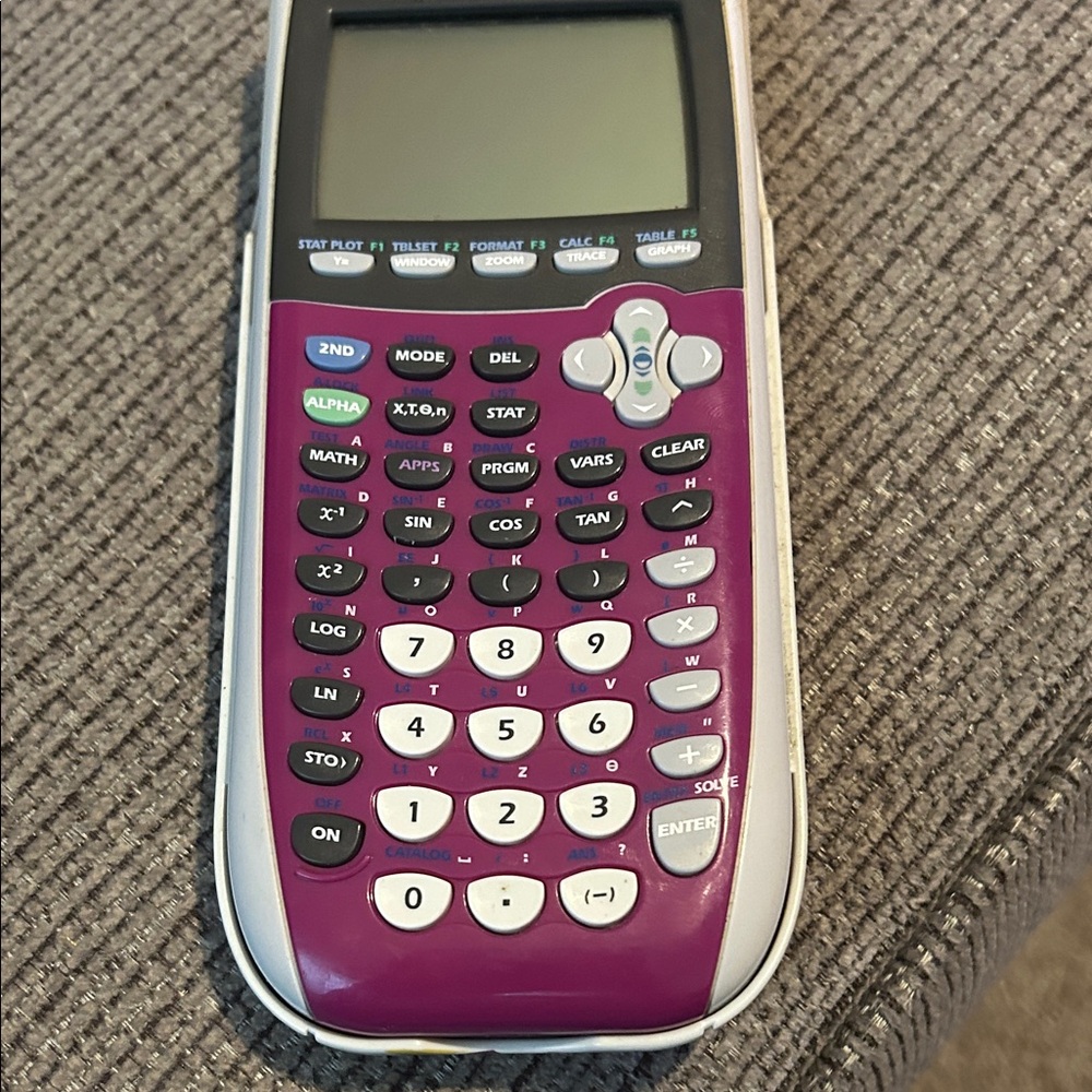 Texas Instruments Purple and White Calculator